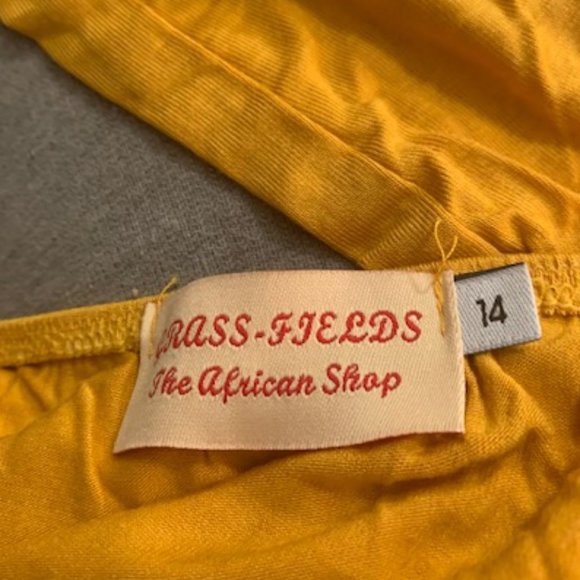 Grass Fields Yellow Off Shoulder Elastic Bottom Hem Crop Top 14 NIB - Picture 3 of 4